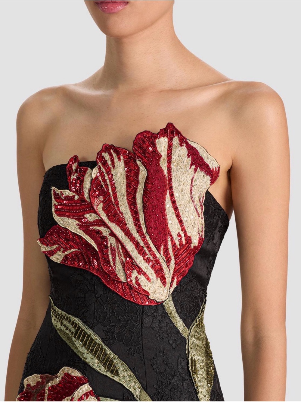 Alice + Olivia Katia Strapless Floral Appliqué Mini Dress - Picture 5 of 7